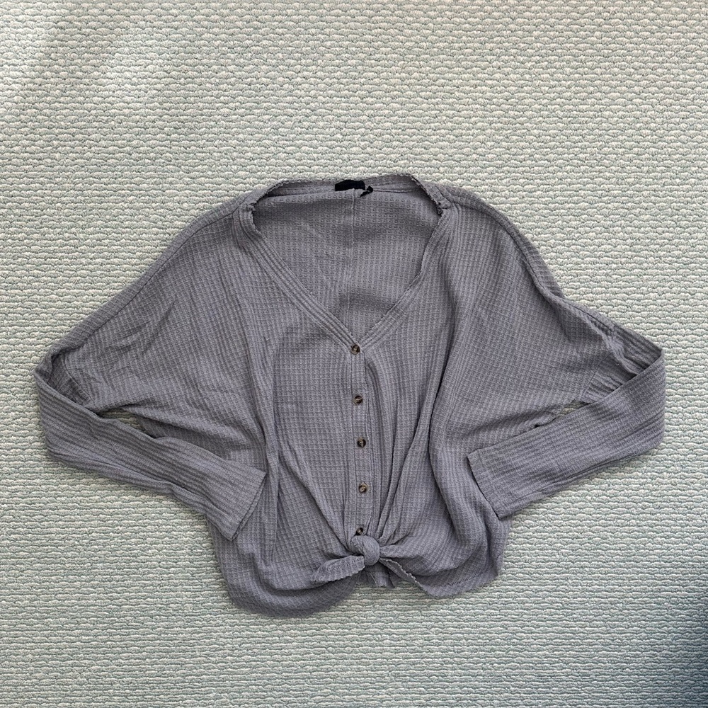 Free People Gray V-Neck Sweater